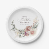 Assiettes En Carton Fleurs de teinte terreuse Élégant shower de mariag (Devant)