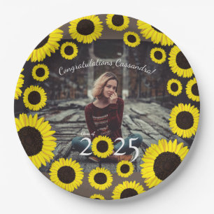 Assiettes En Carton Fleurs de tournesol Fête de fin d'études de campag