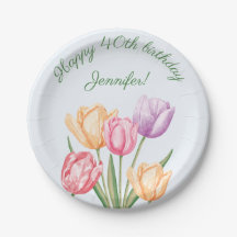 Fleurs de tulipes aquarelles colorées Joyeux Anniv