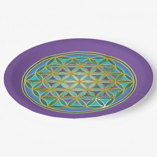 Assiettes En Carton FLEURS DE VIE - Géométrie Sacrée Design 1 (Angle)