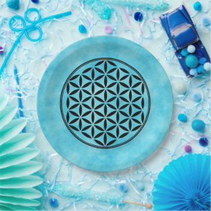 Assiettes En Carton FLEURS DE VIE - Symbole de géométrie sacrée plein