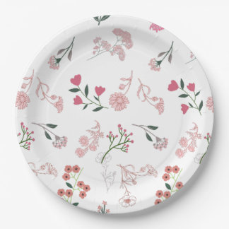 Assiettes En Carton Fleurs délicates assorties en Motif