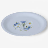 Assiettes En Carton Fleurs délicates bleu simple Mariage Anniversaire (Angle)