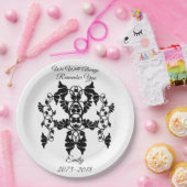 Assiettes En Carton Fleurs d'embellissement noir et blanc pour funérai (Fête)