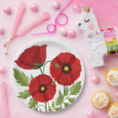 Assiettes En Carton Fleurs d'été joyeuses floraison de pavot (Fête)