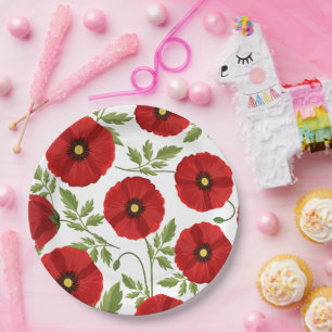 Assiettes En Carton Fleurs d'été joyeuses floraison de pavot