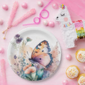 Assiettes En Carton Fleurs d'été romantiques et papillon (Fête)