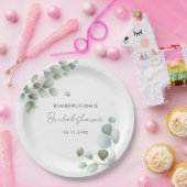 Assiettes En Carton Fleurs d'eucalyptus Script Enterrement de Vie de J (Fête)