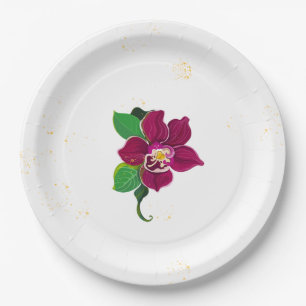 Assiettes En Carton fleurs d'hibiscus romantique botanique
