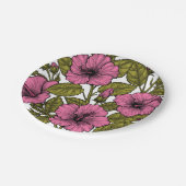 Assiettes En Carton Fleurs d'hibiscus roses (Angle)