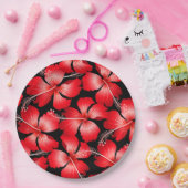 Assiettes En Carton Fleurs d'hibiscus rouges (Fête)