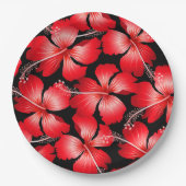 Assiettes En Carton Fleurs d'hibiscus rouges (Devant)
