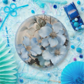 Assiettes En Carton Fleurs d'hiver bleues (Fête)