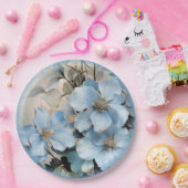 Assiettes En Carton Fleurs d'hiver bleues (Fête)