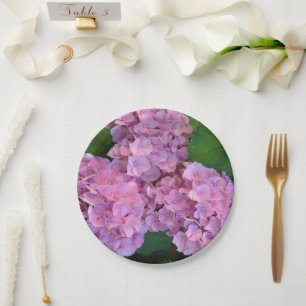 Assiettes En Carton Fleurs d'hortensia rose pastel