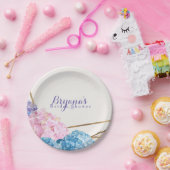 Assiettes En Carton Fleurs d'Hydrangea & Gold Chic Printemps élégant (Fête)