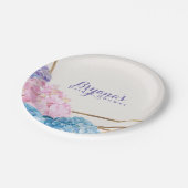 Assiettes En Carton Fleurs d'Hydrangea & Gold Chic Printemps élégant (Angle)