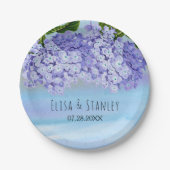 Assiettes En Carton Fleurs d'hydrangée bleu violet mariage (Devant)