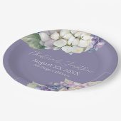 Assiettes En Carton Fleurs d'hydrangée violette et blanche sur lavande (Angle)