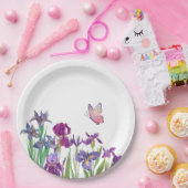 Assiettes En Carton Fleurs d'Iris fête d'anniversaire (Fête)