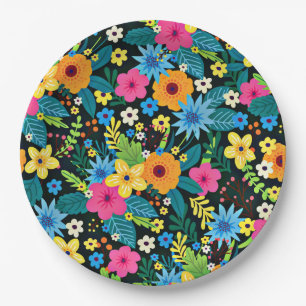 Assiettes En Carton Fleurs Ditsy Vibrantes Motif Floral-43785