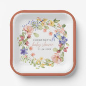 Assiettes En Carton Fleurs douces libellules Boho Baby shower chic (Recto)