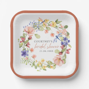 Assiettes En Carton Fleurs douces libellules Fête des mariées romantiq