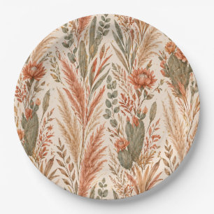 Assiettes En Carton Fleurs du désert en terre cuite Bohème chaude et b