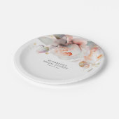 Assiettes En Carton Fleurs élégantes de rose douce botanique moderne (Angle)