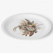 Assiettes En Carton Fleurs Élégantes Feuillage et plumes (Angle)