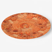 Assiettes En Carton Fleurs en relief - PLAQUES Orange-PAPIER (Angle)