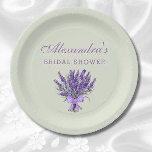 Assiettes En Carton Fleurs en ruban vert pastel Lavande Shower de Mari