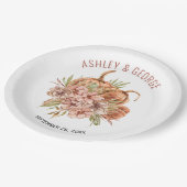 Assiettes En Carton Fleurs en terre cuite et mariage de automne citrou (Angle)