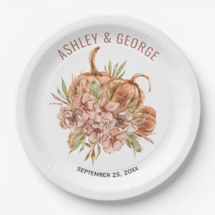 Assiettes En Carton Fleurs en terre cuite et mariage de automne citrou
