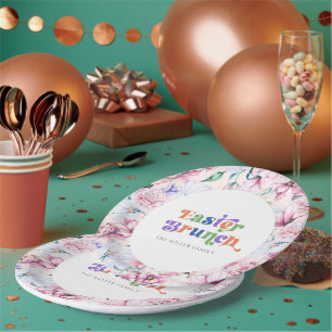 Assiettes En Carton Fleurs esthétiques Brunch de Pâques Typographie ré