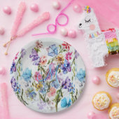 ASSIETTES EN CARTON FLEURS ET BUTTERFLIES BLANCHES MONOGRAM PARTY (Fête)