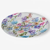 ASSIETTES EN CARTON FLEURS ET BUTTERFLIES BLANCHES MONOGRAM PARTY (Angle)