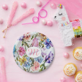 ASSIETTES EN CARTON FLEURS ET BUTTERFLITS BLANCS (Fête)