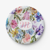 ASSIETTES EN CARTON FLEURS ET BUTTERFLITS BLANCS (Devant)