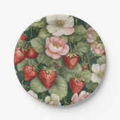 Assiettes En Carton Fleurs et fraises "Berry in Love" (Devant)