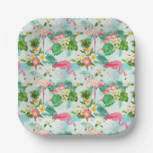 Assiettes En Carton Fleurs Et Oiseaux Tropicaux (Recto)