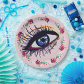 Assiettes En Carton Fleurs et Plaques de papier personnalisées bleu OE (Fête)