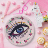 Assiettes En Carton Fleurs et Plaques de papier personnalisées bleu OE (Fête)