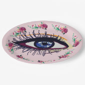 Assiettes En Carton Fleurs et Plaques de papier personnalisées bleu OE (Angle)