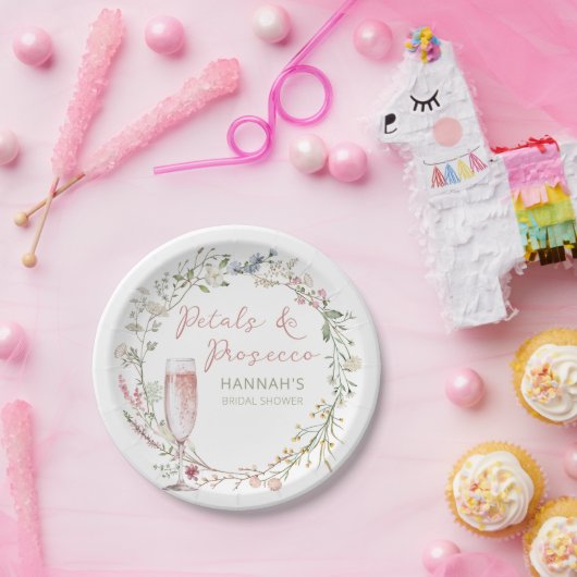Assiettes En Carton Fleurs et Prosecco Mariage Shower de Mariée (Fête)