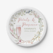Assiettes En Carton Fleurs et Prosecco Mariage Shower de Mariée (Devant)