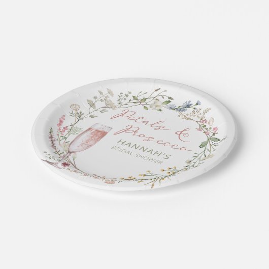Assiettes En Carton Fleurs et Prosecco Mariage Shower de Mariée (Angle)