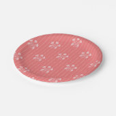 Assiettes En Carton Fleurs et rayures de corail (Angle)