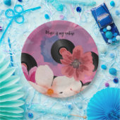 Assiettes En Carton Fleurs et vinyle (Fête)