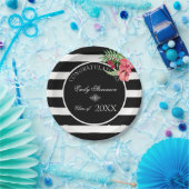 Assiettes En Carton Fleurs exotiques Grandes Bleues Noires- Graduation (Fête)